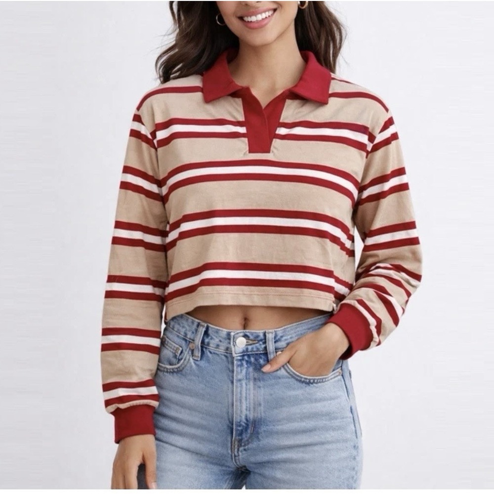 NWT No Boundaries Womens Netflix Stranger Things Cotton Rugby Polo Shirt XS 0-2